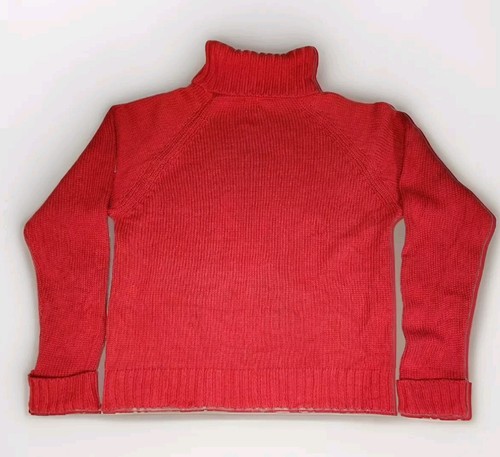Calvin Klein Vintage Knitted Roll Neck Jumper L Cotton Women's Red Sweater - Picture 3 of 9