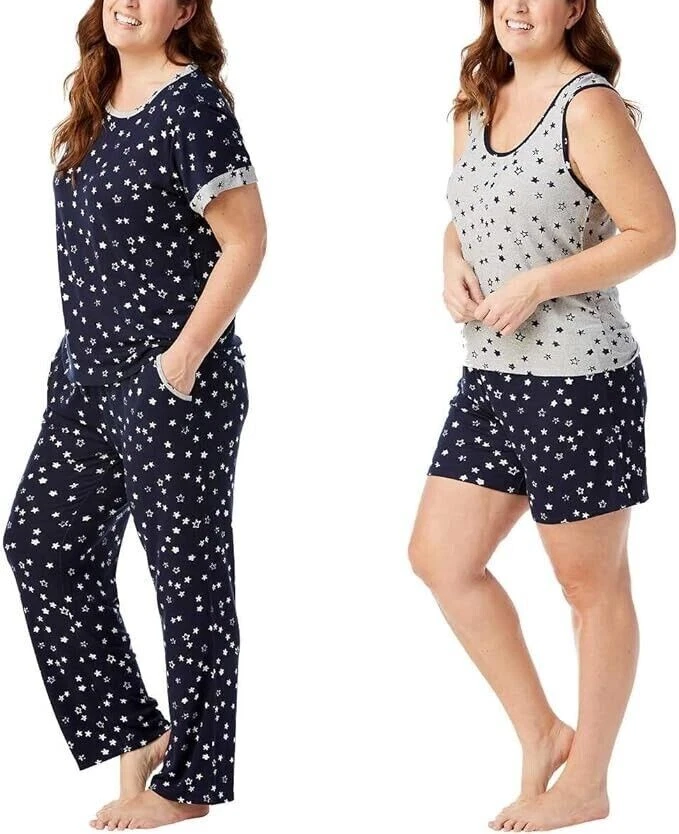 NWT Lucky Brand Women's 4 Piece Drawstring Pajama Set Blue Size 2XL $85 EE396 - Image 3 of 3