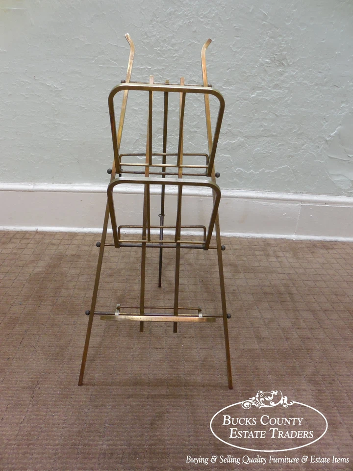 Mid Century Vintage Italian Brass Folding Collapsible Easel Magazine Stand Foto 2 de 4