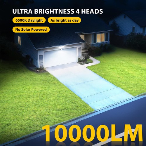 90W 10000LM LED Security Lights Motion Sensor Outdoor Lights, 4 Head Dusk to ... - Foto 3 di 8