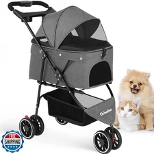 Pet Stroller,Dog Stroller for Small Medium Dogs Cats,3 Wheels,Foldable,with B