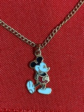 Walt Disney Productions Child  s Enameld Mickey Mouse Necklace Goldtone 18" Long