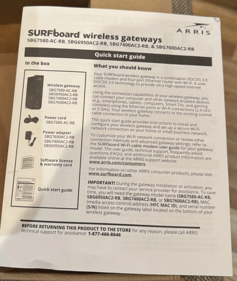 Arris Reburbished Surfboard Modem & Wi-Fi Router Docsis 3.0 - Image 2 of 4