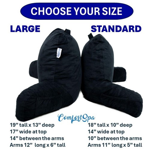 Reading Pillow for Bed Adult Size, Back Rest Pillow with Arms, Pockets and Wa... - Picture 4 of 9