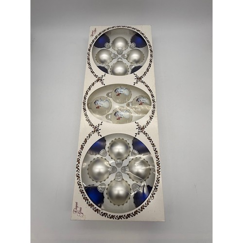 Juego de adornos de vidrio Christmas by Krebs de 18 piezas muñeco de nieve azul plateado vintage EE. UU. - Imagen 1 de 8