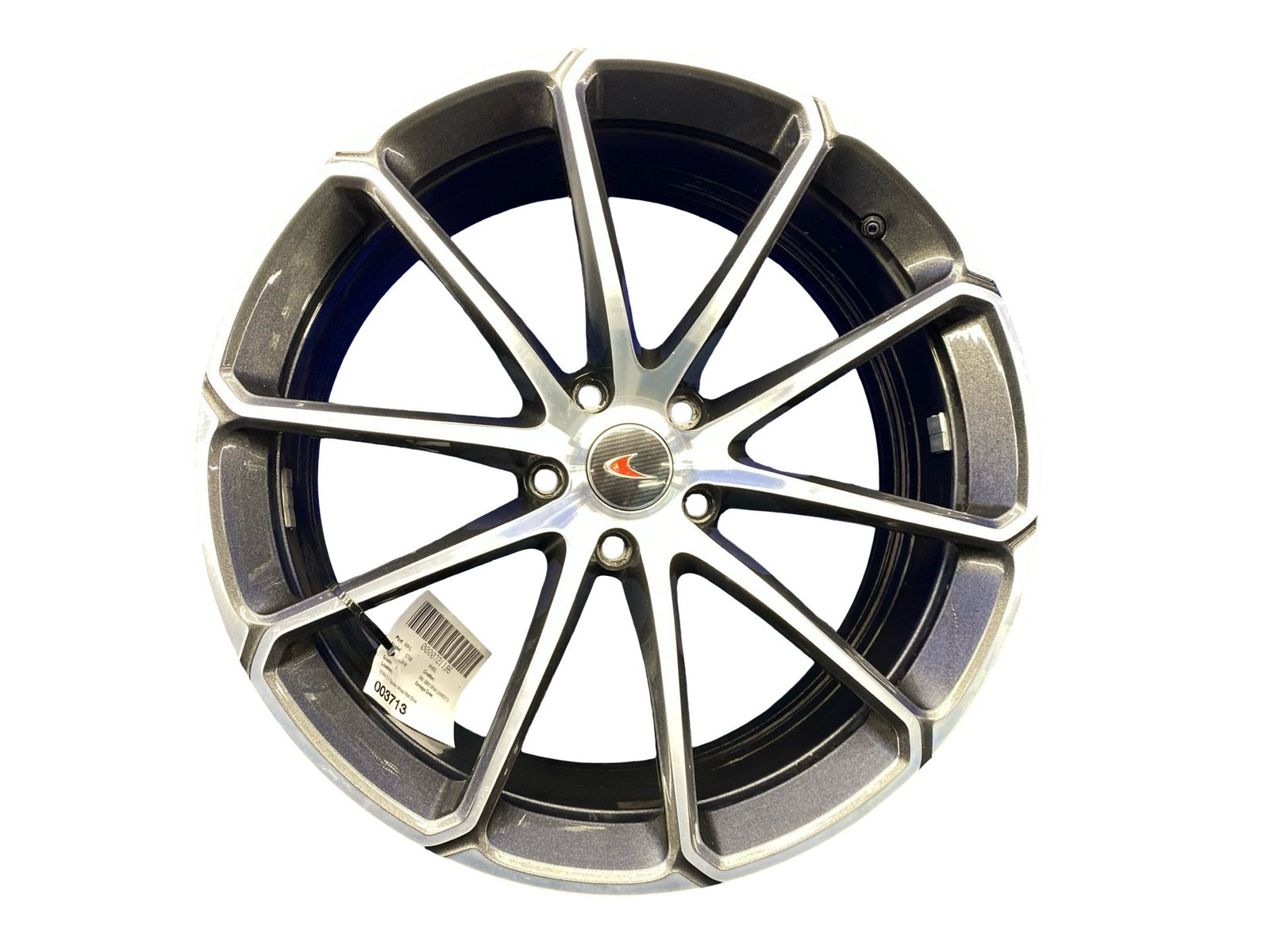 2016-2021 Mclaren 570s 19X8 5 V Spoke Wheel Rim Silver W/ Carbon Fiber Caps