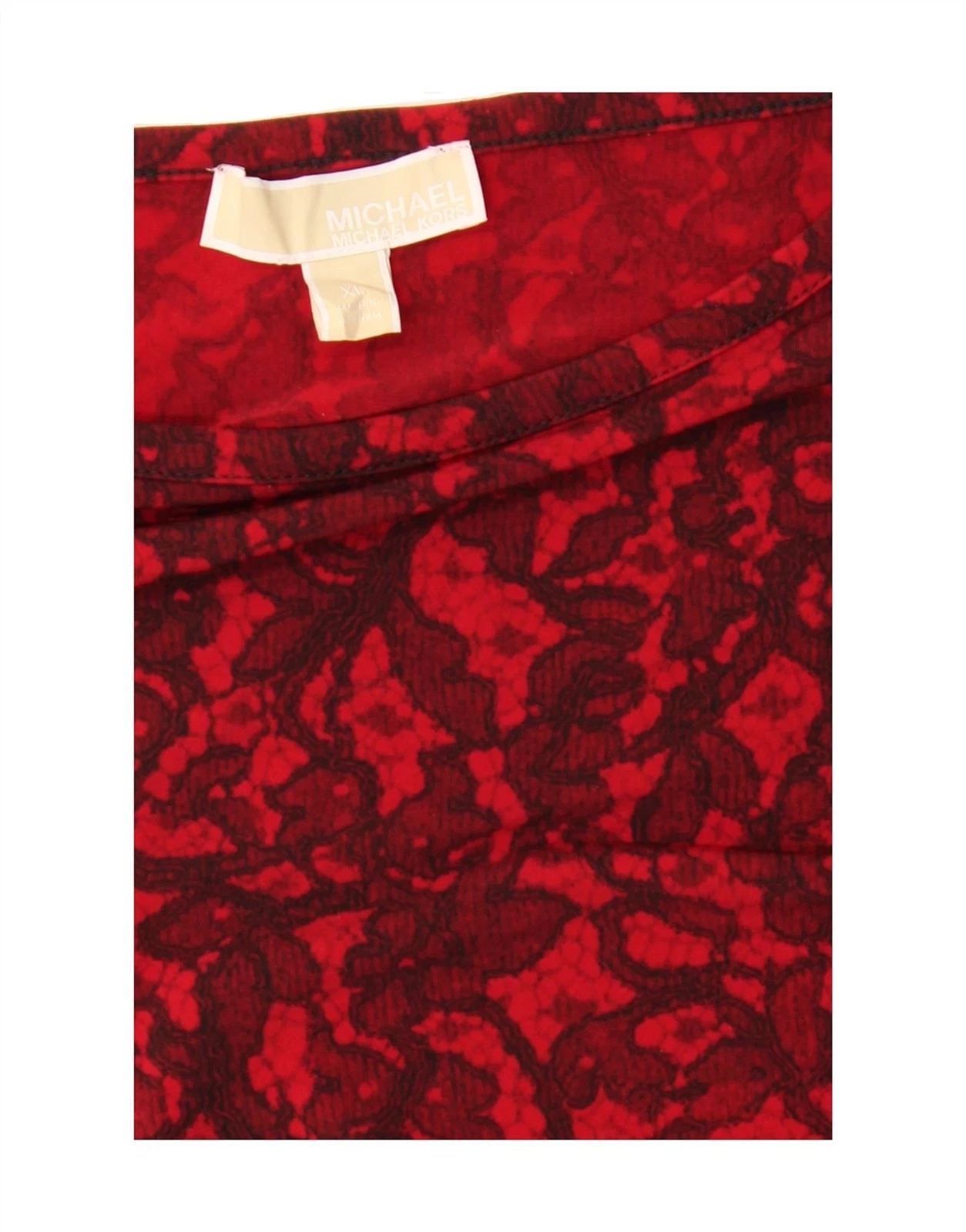 MICHAEL KORS abito tubino donna manica lunga UK 18 XL rosso floreale poliestere DJ91