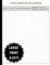 Large Print Checkbook Register Book 8.5"x11" – Easy-to-Read Log for Recording Tr