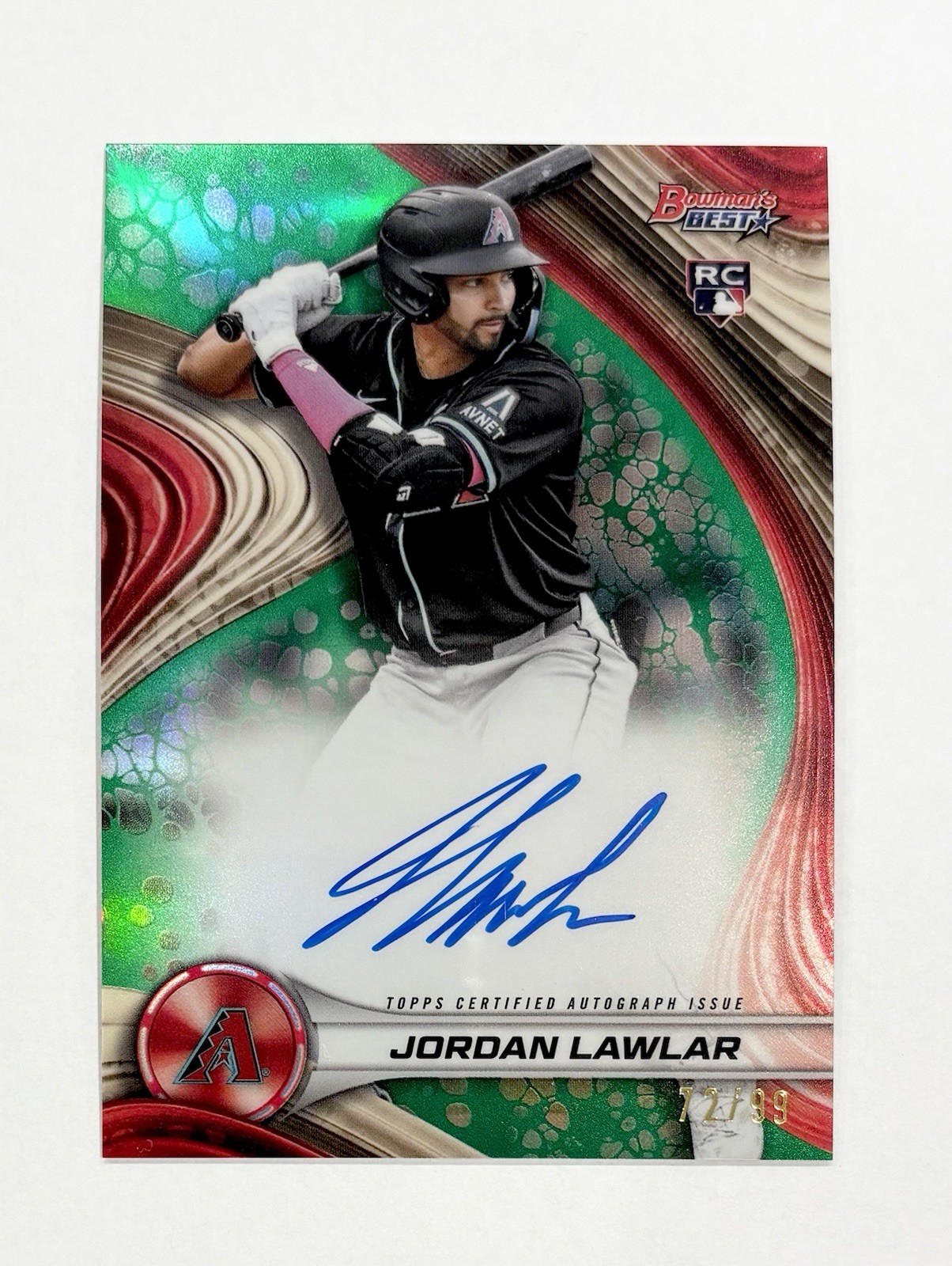 2024 Bowman's Best Jordan Lawlar Best of 2024 Green Refractor Auto /99 Rookie RC