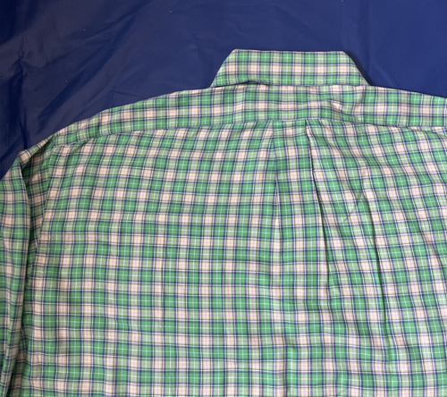 Ralph Lauren camicia uomo grande bianca verde blu a quadri manica lunga con bottoni - Foto 12 di 12