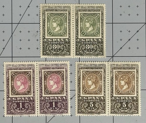 Spain 1965 MNH Pairs (Set of 3) – Perforated Stamp Centenary