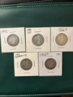 [Lot of 5] BARBER HALF DOLLARS .50  90% Silver $2.50 Face Value