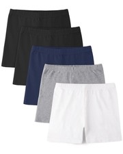 5 Pack Girls Bike Shorts Cotton Cartwheel Shorts for Under Dresses Black/Blac...