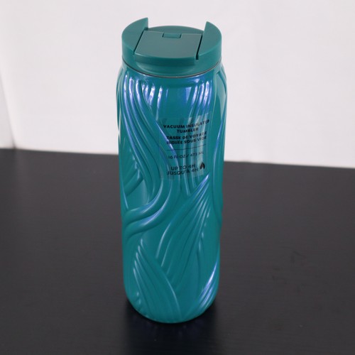 Starbucks 2025 Aqua‑Blue/Green Siren Ribbed Steel Vacuum Insulated Tumbler 16 oz - Picture 3 of 8