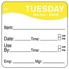 DAYMARK 1100532 Day Label,Yellow,PK250 6GUP5