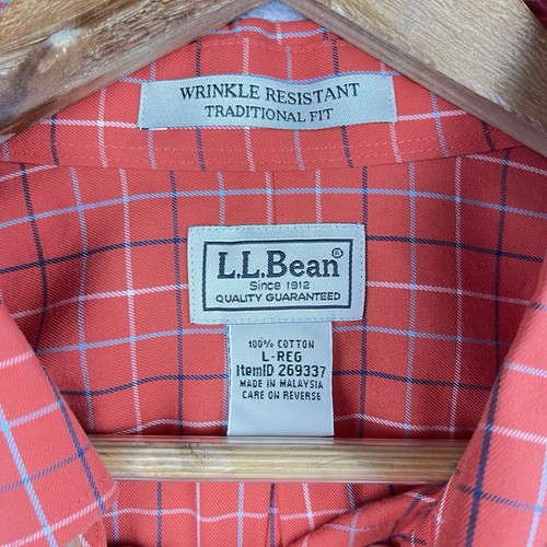 L.L. Grande chemise de sport Kennebunk sans rides pour homme Bean orange à carreaux Cabincore - Photo 7 sur 11