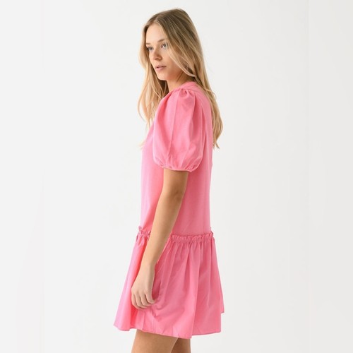 Mini Vestido de Algodón Mangas Abullonadas Cintura Caída Rosa Talla L FÁBRICA INGLESA - Imagen 12 de 12