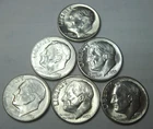 (LOT of 6) 1955 S *6 Semi Key Date* BU ROOSEVELT SILVER DIMES Shown USA $5. SHIP