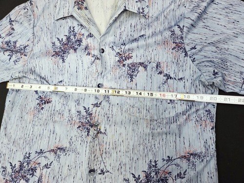 VINTAGE 70er MR. JAN Disco Hemd Herren Medium BLUMEN Kunst Bambus Blau Polyester - Bild 7 von 16