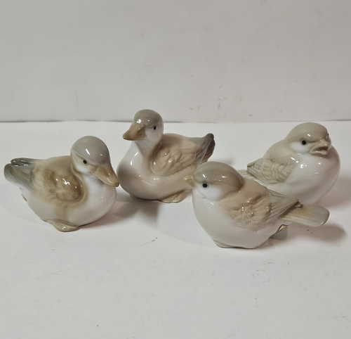 Homco Birds Ducks Finch Sparrow Home Interior Figurines Tan Beige Set of 4