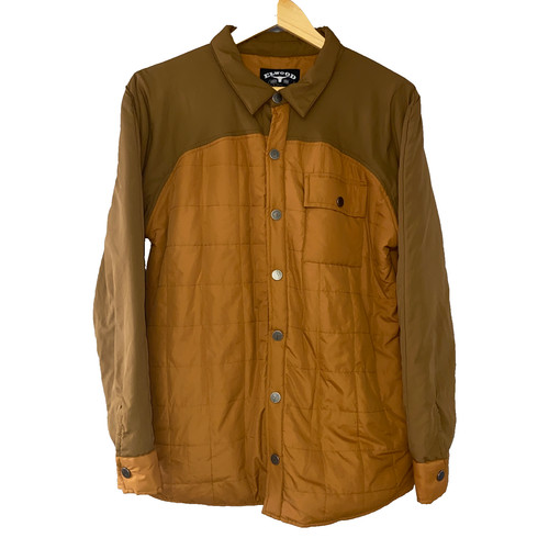Elwood Silas Baxter Neal Jacket Mens Medium Brown Tan Quilted Shacket Snap