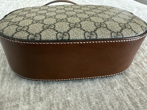Bolso de Hombro Gucci GG Supreme Monograma Cuoio Toscano Mini Cadena Beige Ébano Cuir - Imagen 2 de 11