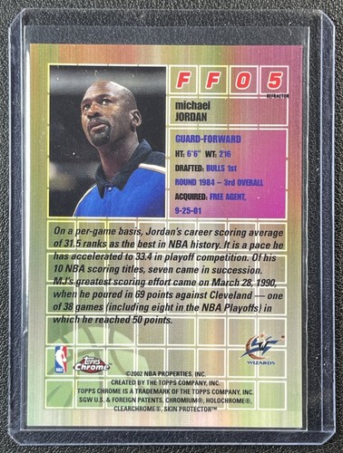 MICHAEL JORDAN 2001-02 TOPPS CHROME #FF05 FAST AND FURIOUS REFRACTOR WIZARDS - Picture 2 of 2