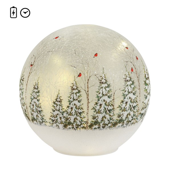 LED Deko Kugellampe Winterlandschaft ⌀ 18Cm Aus Glas Mit Timer Formano-image