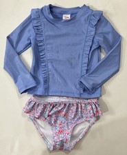 RUFFLE BUTTS Toddler Girl Rash Guard 2T Long Sleeve Swim Top  Bikini Set