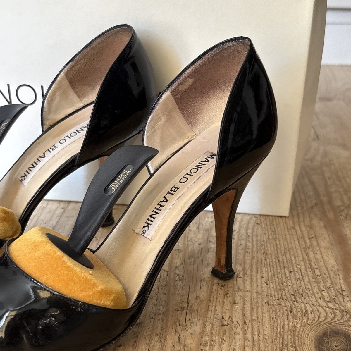 美品　MANOLO BLAHNIK ブラックレザーシューズ 36 MANOLO | Men's Black and White Calf Leather Lace Up Shoes