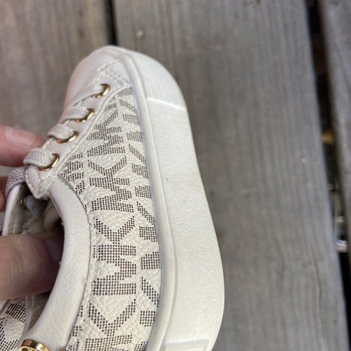 Michael Kors Toddler Girls Size 3 Lace-Up Sneakers Allover Logo Shoes - Picture 6 of 8