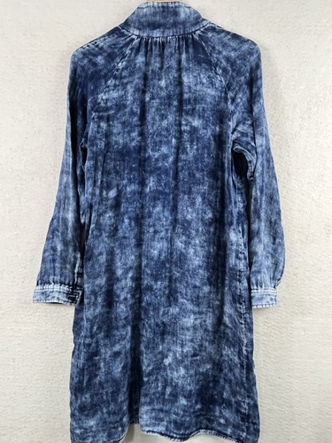 J Jill Pure Jill Indigo Hemdkleid Small blau Leinenmischung Rüschenausschnitt neu ohne Etikett - Bild 9 von 10