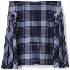 Lands End School Uniform Girls 14 Side Pleat Plaid Skort Above Knee Navy Plaid