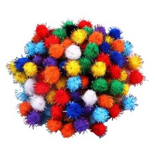 100PCS Assorted Color Sparkle Balls Glitter Tinsel Balls Cat Toys Pom Pom Balls