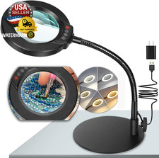 10X Magnifying Glass with Light and Stand, 5 Color Modes Stepless Dimmable LED L