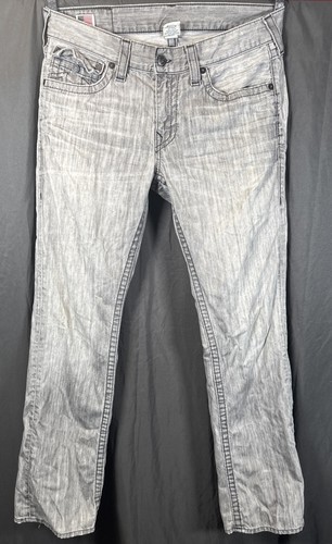 ✨Vtg Distressed True Religion Ricky Jeans Herren Größe 36x35 Pattentasche Grau USA ✨ - Bild 1 von 18