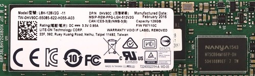 Dell L8H-128V2G-11 128GB 6Gb/s M.2 2280 MLC SATA Internal SSD Dell P/N: 0HV90C - Picture 2 of 2