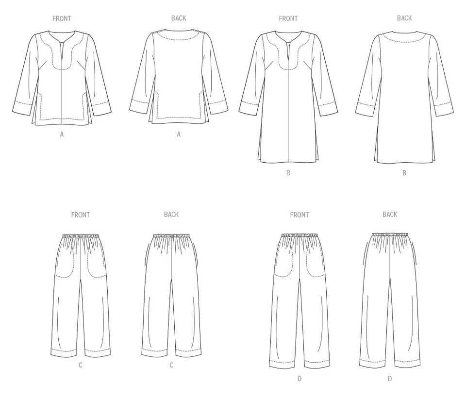 Vogue Misses' Lounge Sets Sewing Pattern Packet by Marcy Tilton, Design Code ... - Image 3 of 4