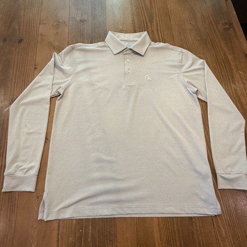 Rhoback Poloshirt Herren Gr. Large weiß grau gestreift Performance Langarm - Bild 1 von 7