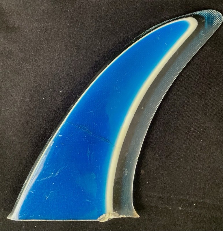 ••Vintage Surfboard Single Fin - Blue, White & Black - Rainbow