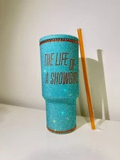 FAST SHIP - Taylor Swift The Life of a Showgirl Glitter Tumbler 30 oz Mint Green