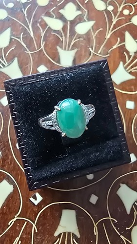Genuine Green 4.6ct Jadeite Jade (Type A) 925 Silver Ring SIZE Adjustable - Picture 14 of 15