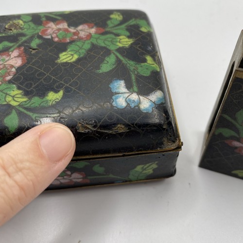VINTAGE CHINESE CLOISONNE FLOWER ENAMEL MATCHBOX & TRINKET BOX - Picture 8 of 19