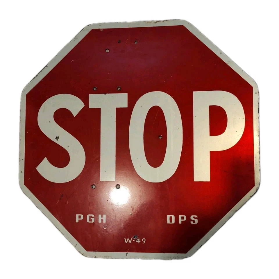 Señal de parada vintage de 24"x24" Street Road Highway Sign acero raro Pittsburgh DPS  Foto 2 de 3
