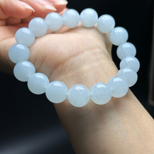 Brazalete de jadeíta con cuentas de jadeíta de 12 mm birmano alto hielo natural certificado 2025 - Imagen 4 de 13