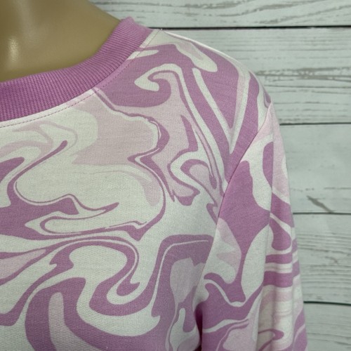 NWT Crane Athleisure Top Large Pink White Swirl Camo Thumbhole Sleeve Pockets - Picture 4 of 12
