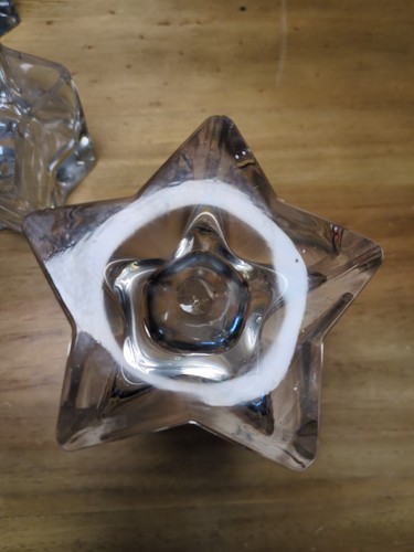 Set Of 3 Krosno Poland clear glass star Shaped Bowl, Candle Holder, Christmas - Picture 19 of 23