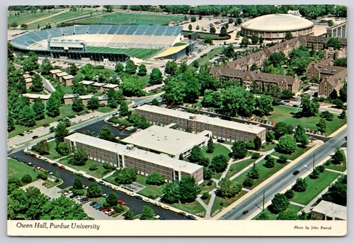 Luftaufnahme Owen Hall Purdue University Campus Stadion Lafayette 1987 Postkarte 4x6