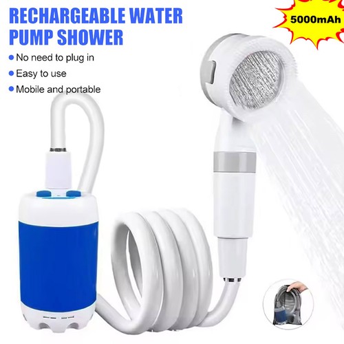 UK Portable Camping Shower Pump with Rechargeable Battery Hiking Outdoor 5000mAh - Picture 3 of 17