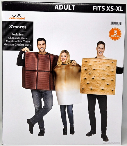 S'mores Chocolate, Marshmallow, Graham Cracker 3 Tunic Costumes Adult Fits XS-XL - Picture 1 of 7